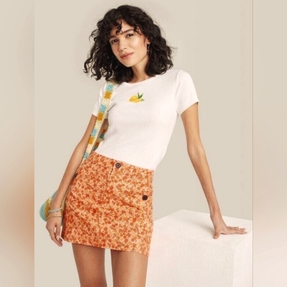 wild fable Dresses & Skirts - *Wild Fable* Womens Orange Floral Mini Skirt Size 14